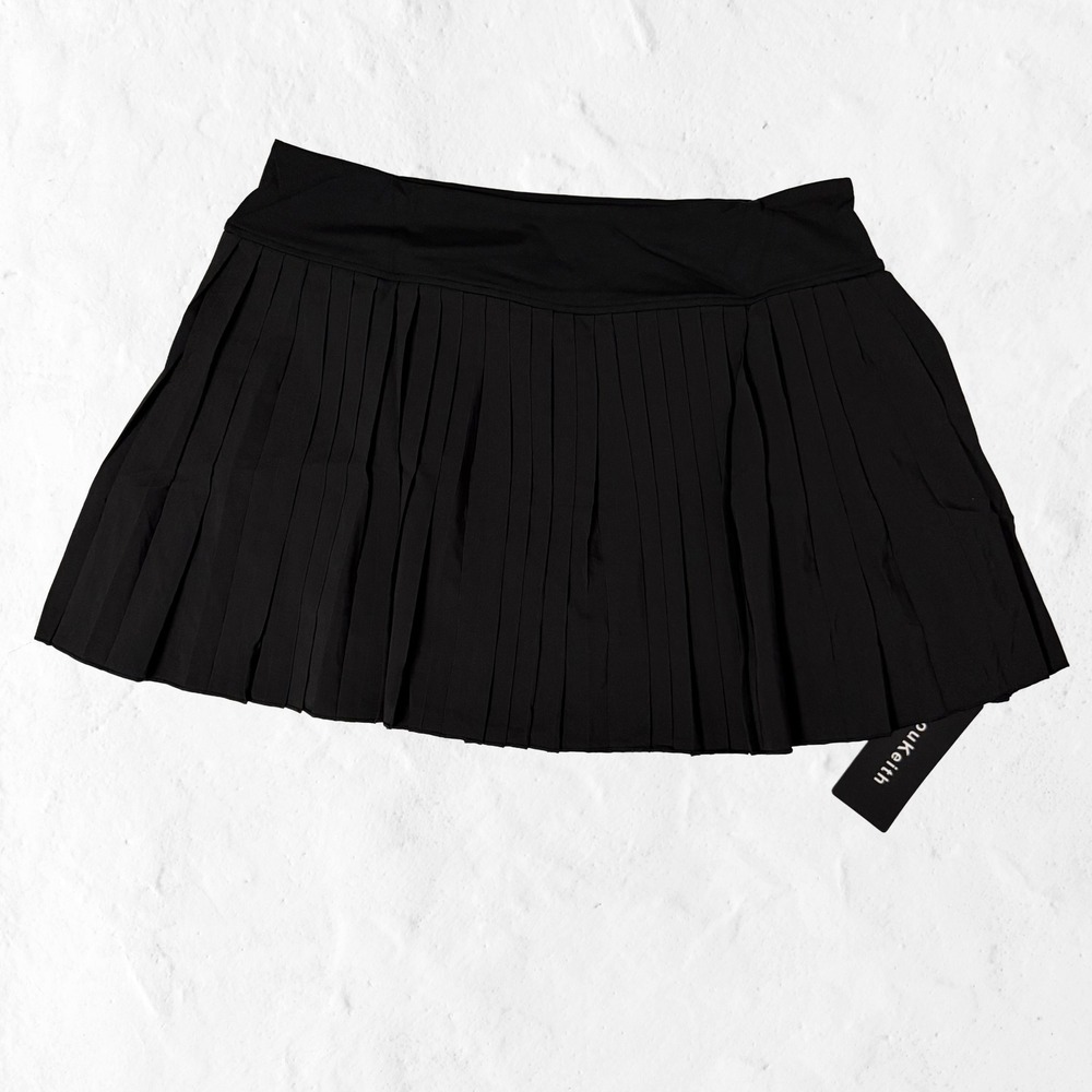 LouKeith Tennis Skort Women XL Black Pleated Athletic Skirt Pockets Activewear
